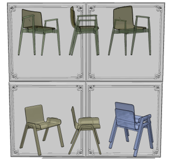 现代靠背单椅su草图模型下载
