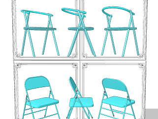 现代极简折叠单椅su草图模型下载