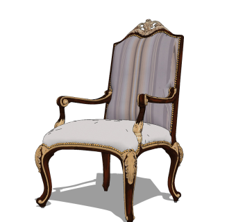 法式轻奢单椅su草图模型下载