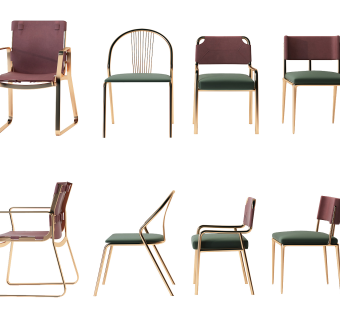 现代皮革单椅su草图模型下载