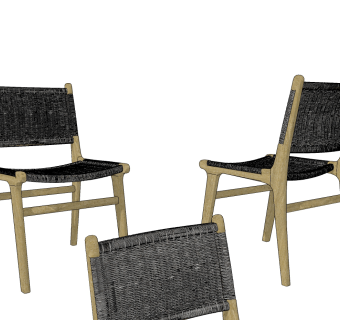 现代藤编休闲椅su草图模型下载