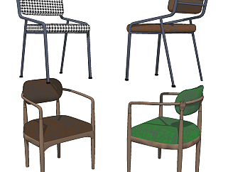 现代休闲单椅su草图模型下载