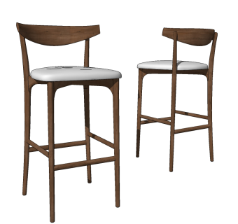 新中式靠背吧椅su草图模型下载