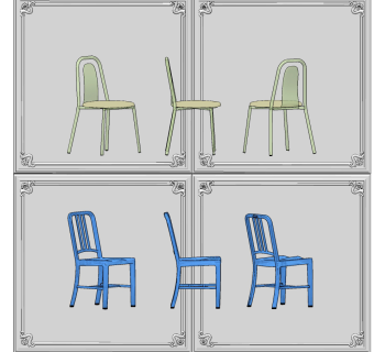 现代金属单椅su草图模型下载