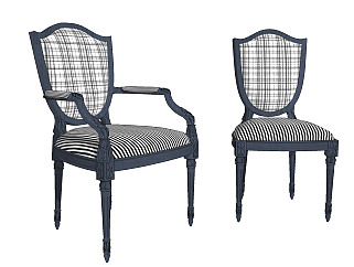 新古典欧式单椅su草图模型下载