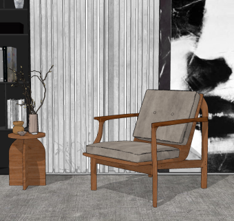 北欧休闲扶手椅su草图模型下载