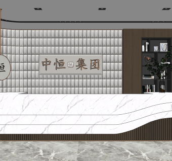 现代接待台su草图模型下载