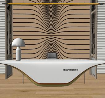 现代异形接待台su草图模型下载
