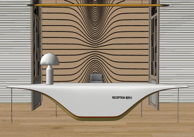 现代异形接待台su草图模型下载