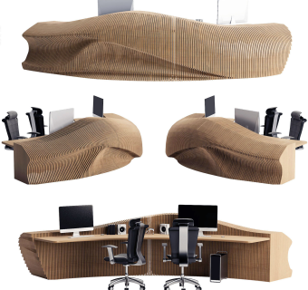 现代异形接待台su草图模型下载