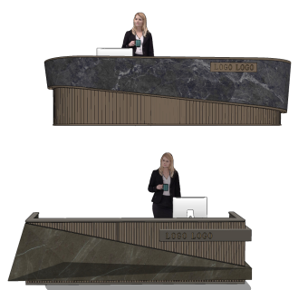 现代接待台su草图模型下载