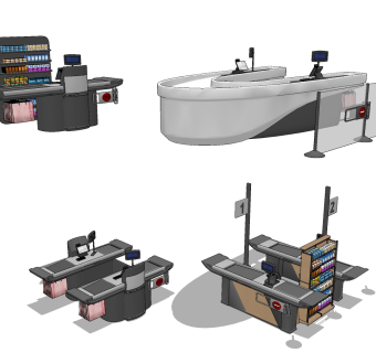 现代收银台su草图模型下载