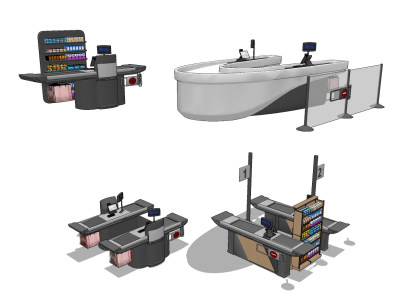 现代收银台su草图模型下载