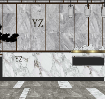 现代接待台su草图模型下载