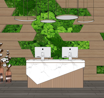 现代接待台su草图模型下载