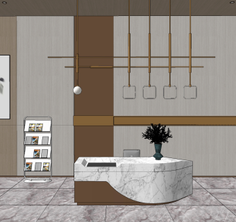 现代接待台su草图模型下载