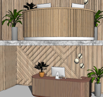 现代接待台su草图模型下载