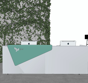 现代办公前台接待台su草图模型下载