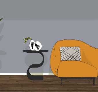 北欧单人沙发su草图模型下载