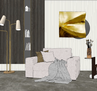 现代单人沙发组合su草图模型下载