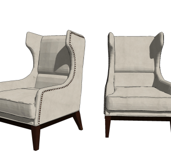 简欧单人沙发su草图模型下载