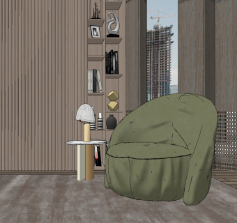 现代单人沙发su草图模型下载