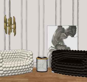 后现代单人沙发，su草图模型下载