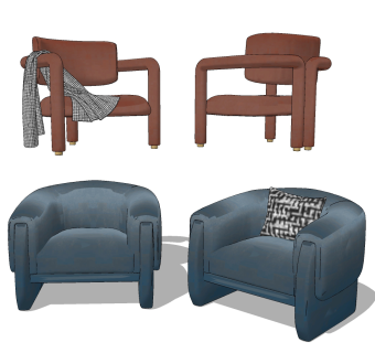 现代单人沙发su草图模型下载