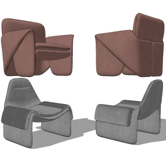 现代单人沙发su草图模型下载