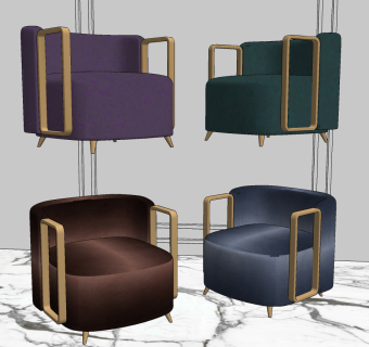 现代单人沙发su草图模型下载
