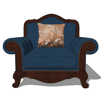 美式单人沙发su草图模型下载