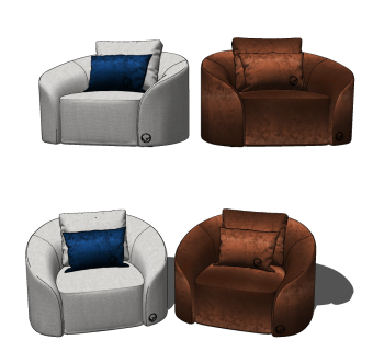 现代布艺单人沙发su草图模型下载