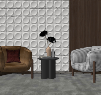 现代绒布单人沙发su草图模型下载