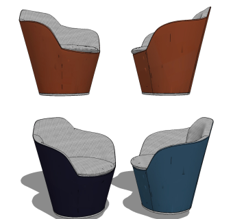 现代单人沙发su草图模型下载