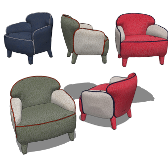 现代儿童布艺单人沙发su草图模型下载