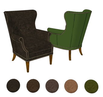 美式单人沙发椅su草图模型下载