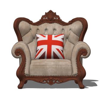 美式单人沙发su草图模型下载