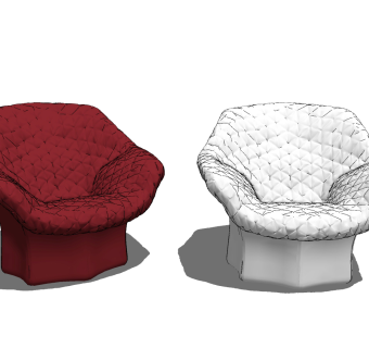 现代单人沙发su草图模型下载
