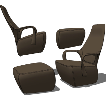 现代休闲椅su草图模型下载