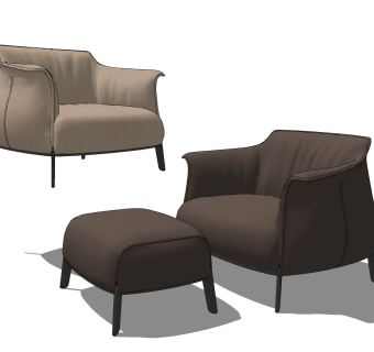 现代单人休闲沙发su草图模型下载