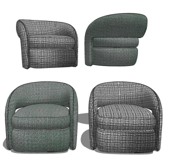 现代单人沙发su草图模型下载