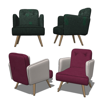 现代单椅su草图模型下载