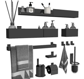 现代卫生间用品su草图模型下载