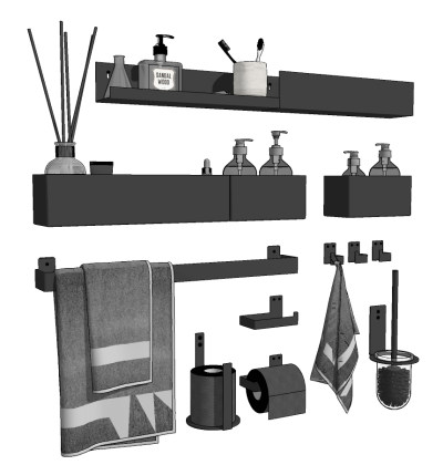 现代卫生间用品su草图模型下载