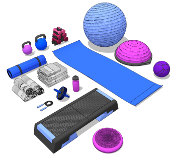 现代瑜伽健身配件，健身器材su草图模型下载