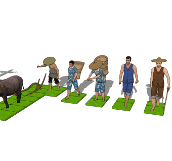 农耕人物su草图模型下载