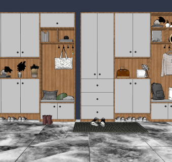 现代入口玄关鞋柜su草图模型下载