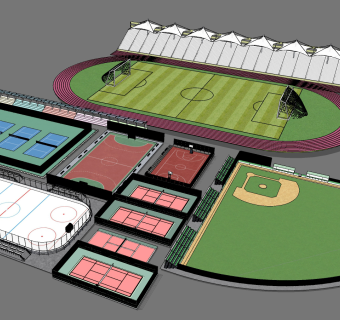 现代体育场su草图模型下载
