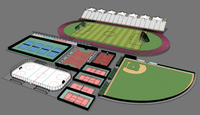 现代体育场su草图模型下载