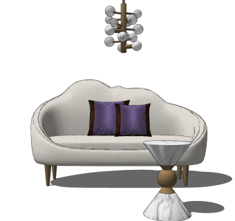 异形沙发边几组合su草图模型下载